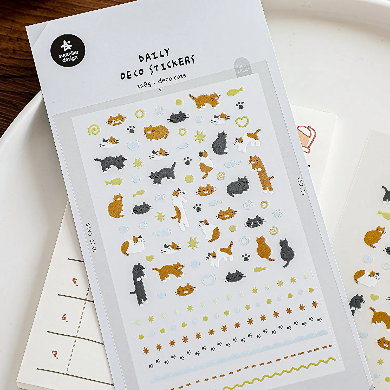 

Корейские импортные мини-наклейки Suatelier Deco Cats из ПВХ для скрапбукинга, декоративные канцелярские товары, DIY-стикеры для школы и офиса, 1185