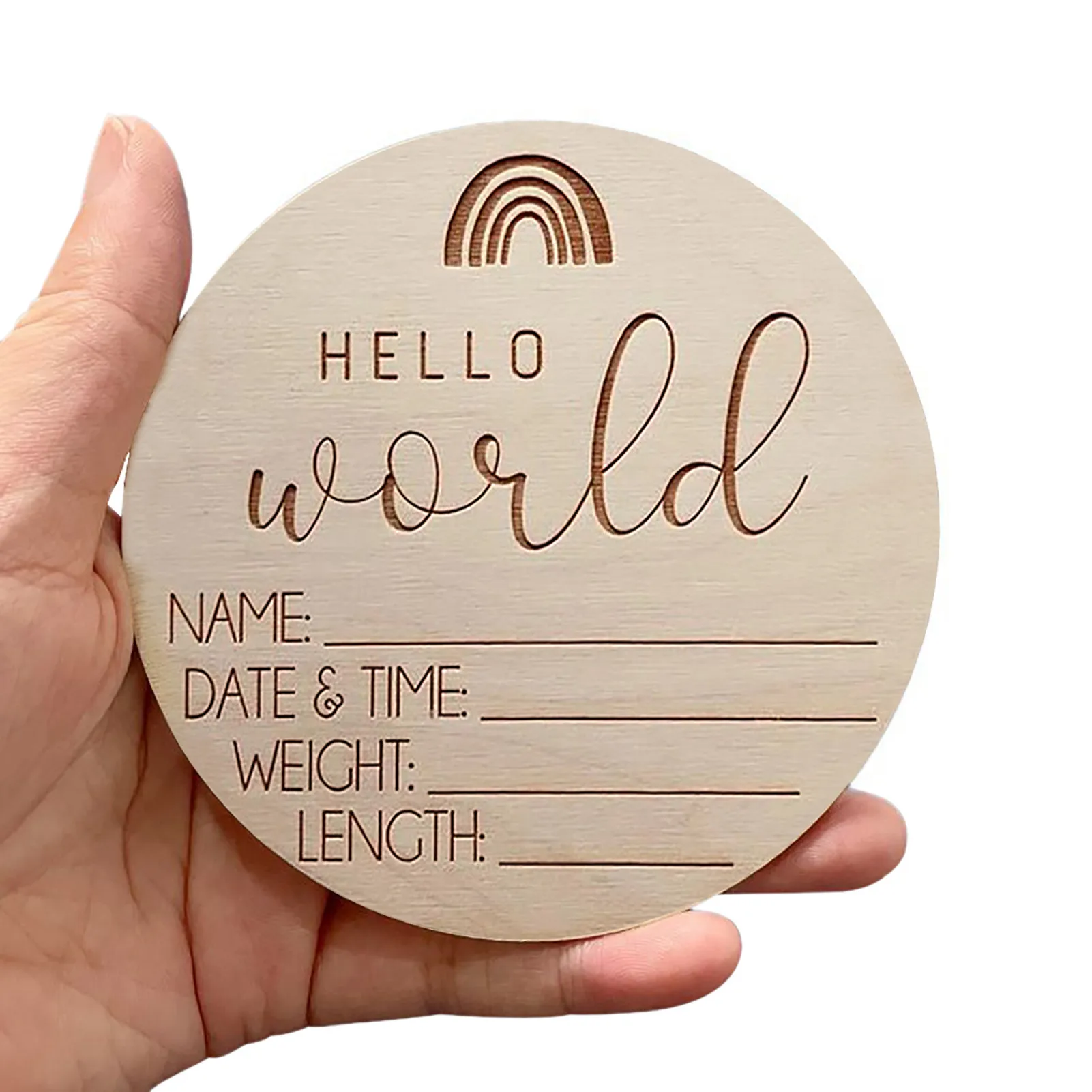 Newborn Announcement Sign 5PCS Hello World Newborn Welcome Sign New Baby Announcement Wooden Plaque Sign Rainbow Newborn Welcome