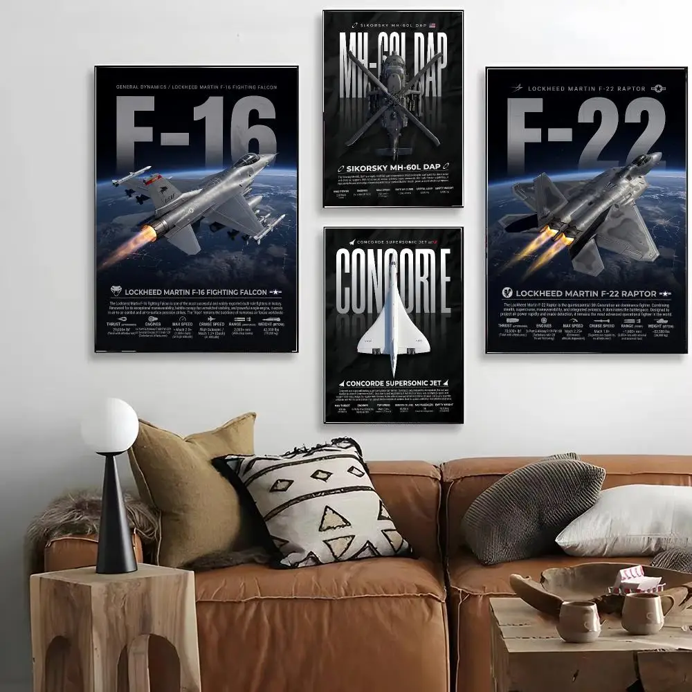 Military Aircraft Fighter Enthusiasts Poster HD Decorative Wall Art for Living Room Bedroom Café Stylish Home Décor Gift