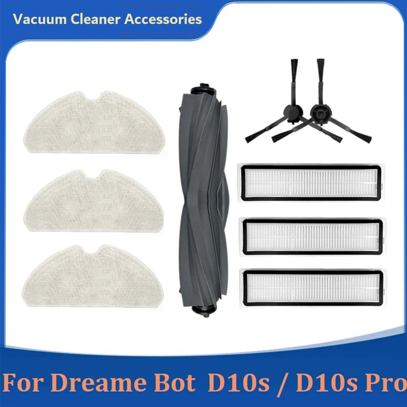 9PCS For Xiaomi Dreame D10S / D10S Pro Robot Vacuum Cleaner Spare Parts Accessories Main Side Brush Filter Mop Cloth