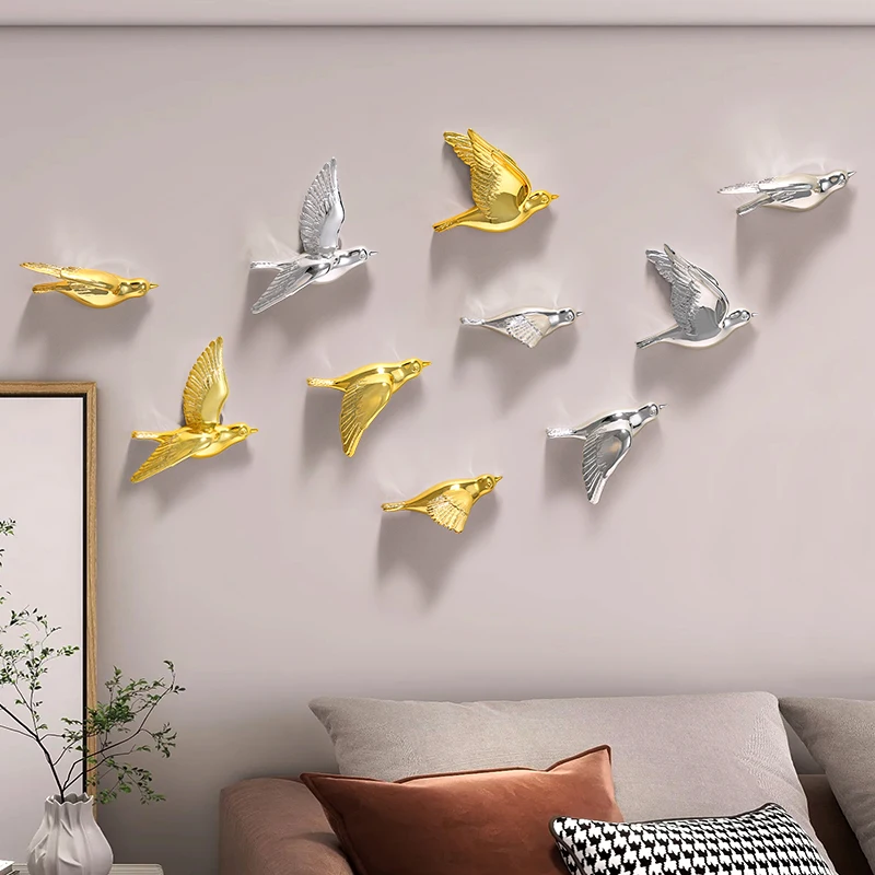 Wall Stickers Decoration 3D Resin Birds Statue sticker Wall Decor Animal Figurine for Children's Room Ornaments Hang wall Murals