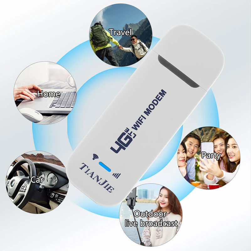 TIANJIE 150Mbps 4G WIFI Router USB Wireless SIM Card Modem CAT4 Qualcomm Chipset Dongle Car Internet Adapter for IP Camera