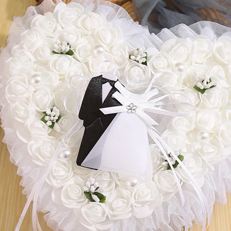وسادة خاتم شريك الزفاف الفرنسية ، هدايا الزهور الإبداعية ، وسادة الحب ، عيد الميلاد ، عيد الحب ، مستلزمات التصوير الفوتوغرافي ، لوازم الزفاف