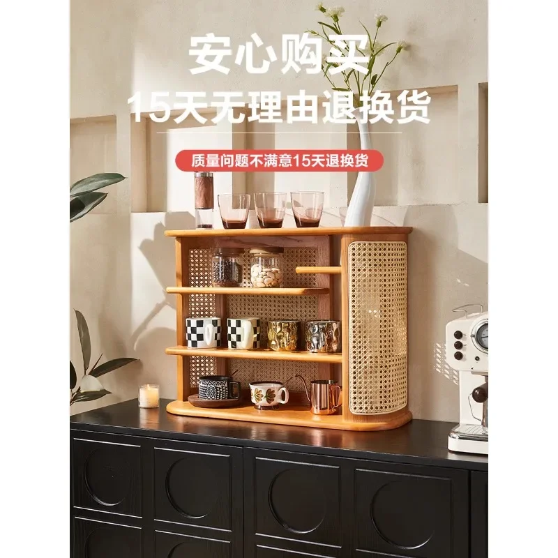 Massivholz Retro Rattan Rack Desktop Lagerregal Tee Haustier Teetisch Display Rack Kaffeetasse Kung Fu Teetasse
