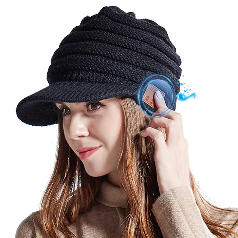 Outdoor Sports Bluetooth 5.0 Earphone Music Hat Wireless Headphone Fashion Warm Cap Stereo Headset With Mic for Handsfree