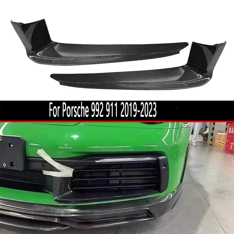 For Porsche 992 911 2019-2023 Carbon Fiber Car Front Bumper Wind knife Splitter Spoiler Canard Air Knife Surround Trim Body Kit