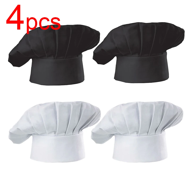フードサービスキッチンワークキャップ8個/4個調節可能なシェフハットケータリング作業食堂カフェベーキング家庭用キッチン調理キャップ