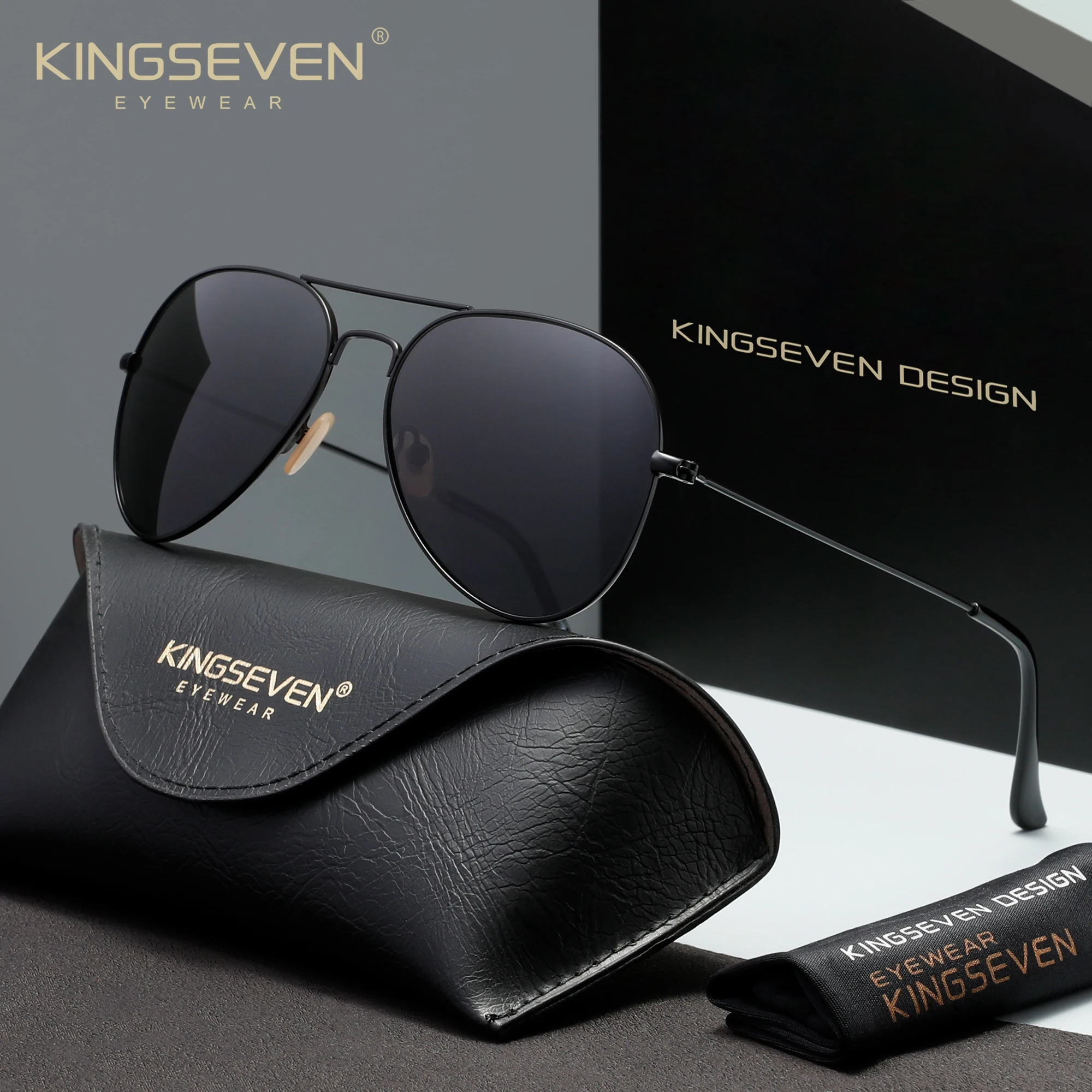 KINGSEVEN Hochwertige Luxus-Slim-Frame Piloten-Sonnenbrille Mode Freizeit Urlaub Polarisiert UV400 Unisex-Brillen