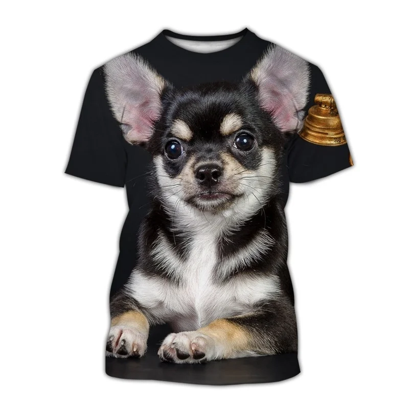 Pets Dog Chihuahua Men T-Shirt Summer Tops Street T Shirt Casual 3d Printed Animal Short Sleeve Outdoor Holiday Male Kids Tee