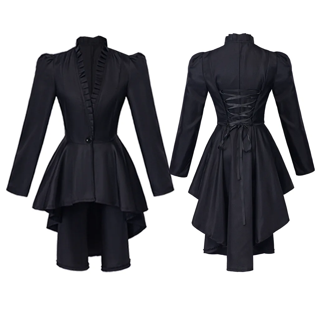 Plus size Women 19th Noble Tuexdo Slim Fit Tailcoat Medieval Victorian Costume Gothic Steampunk Irregular Hem Vintage Frock Coat