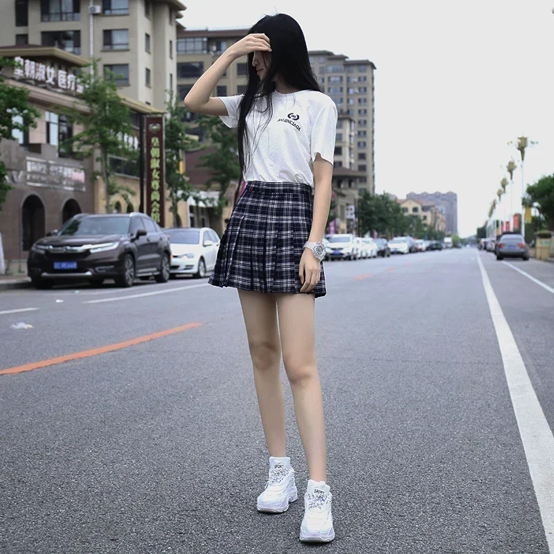 Harajuku Women Pleated Skirt Preppy Style Plaid Mini Cute Japanese School Uniform Ladies Jupe Kawaii