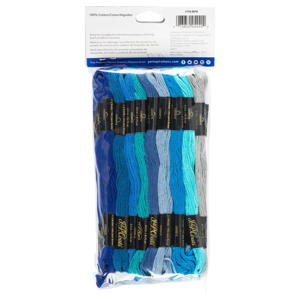 خيط تطريز قطني أزرق 36 شلات 8.75 ياردة خيط مرسيريزد للخياطة