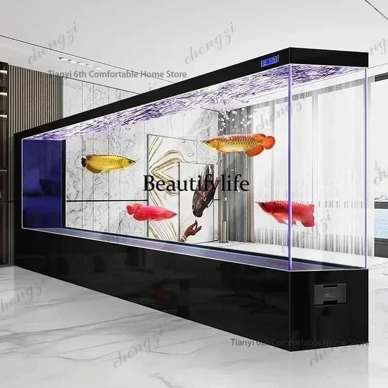 HR Super Large Transparent Luxury Aquariums Appreciate Originality Design Long Floor-to-ceiling Fishbowl Pet Products