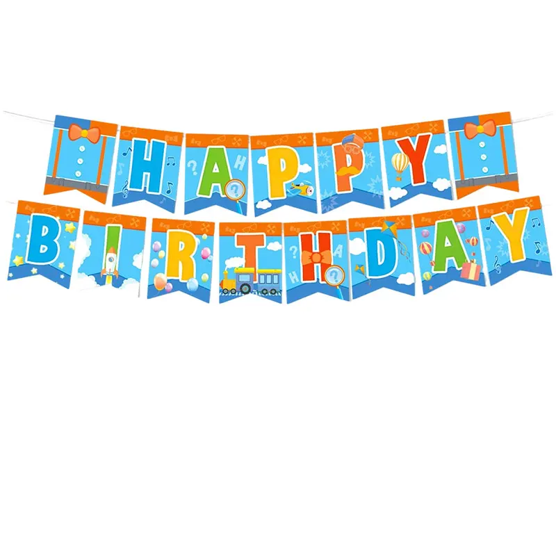 Englische Lehrer-Geburtstagsdekoration im Blippi-Thema: Teller, Becher, Ballons, Banner, Hintergrund, Geschenktüten und Partyzubehör – Detail 14