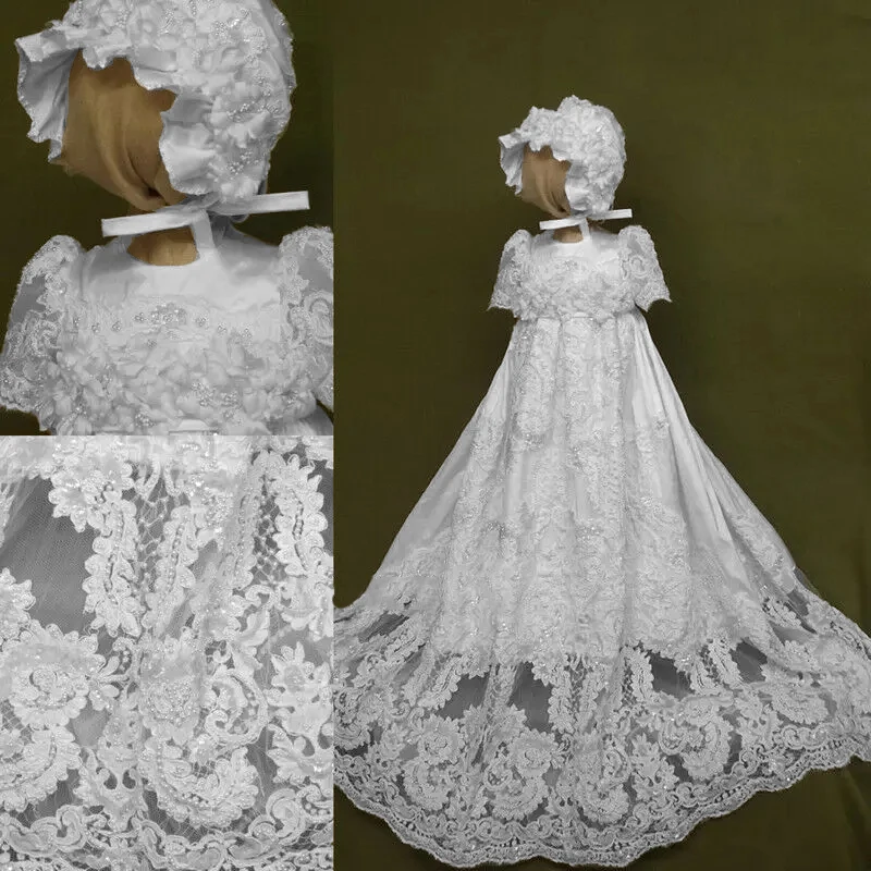 Vestido infantil de batismo, 2 peças, renda, batizado, bebê, meninas, festa de aniversário, quente, casamento, flor, vestidos de princesa