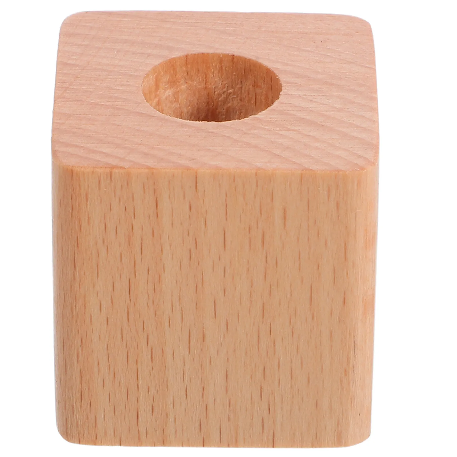 Wooden Single Pen Holder Minimalist Pen Stand Office Desk Organizer Square Base for Office and Home Pencil Holder for Classroom