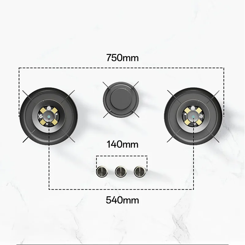 موقد كوارتز مدمج على سطح الطاولة، موقد غاز منزلي مخفي بثلاثة شعلات