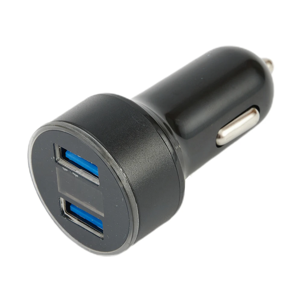 

Adaptor Car Charger LED Simultaneously Monitor 3.1A Aluminum Alloy Rim Black DC12V-24V Dual Dual Smart Chips Socket