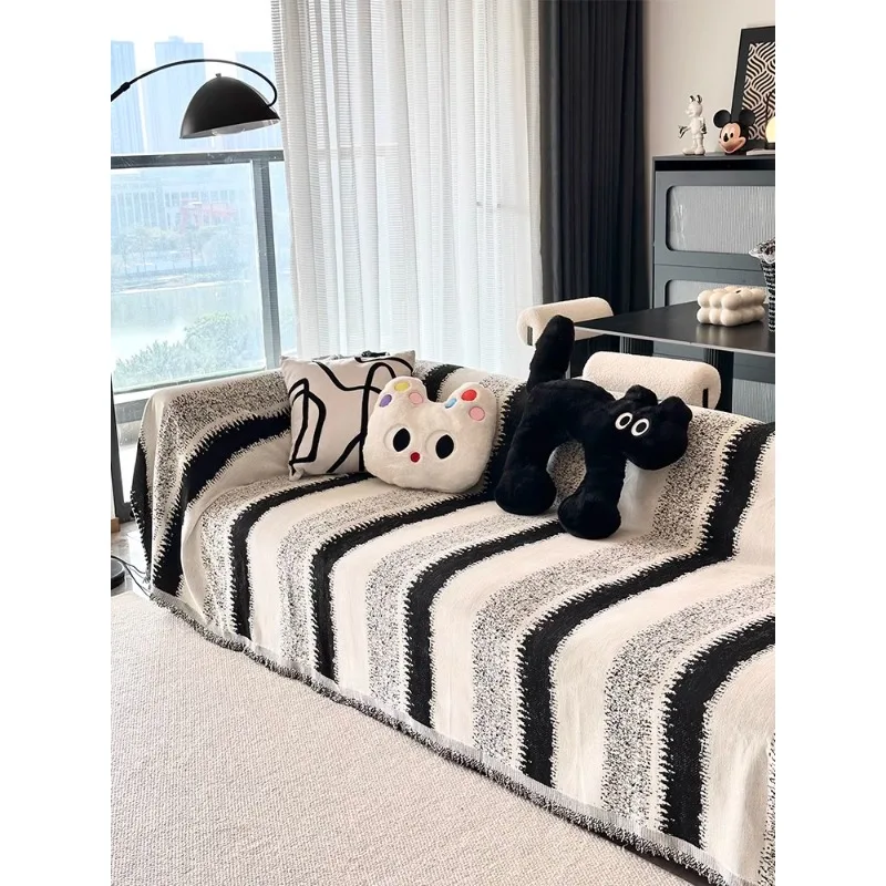 

Multifunction Sofa Towel with Tassels Full Cover Four Seasons Anti-catch Anti-slip Living Room Soft and Comfortable L-shaped