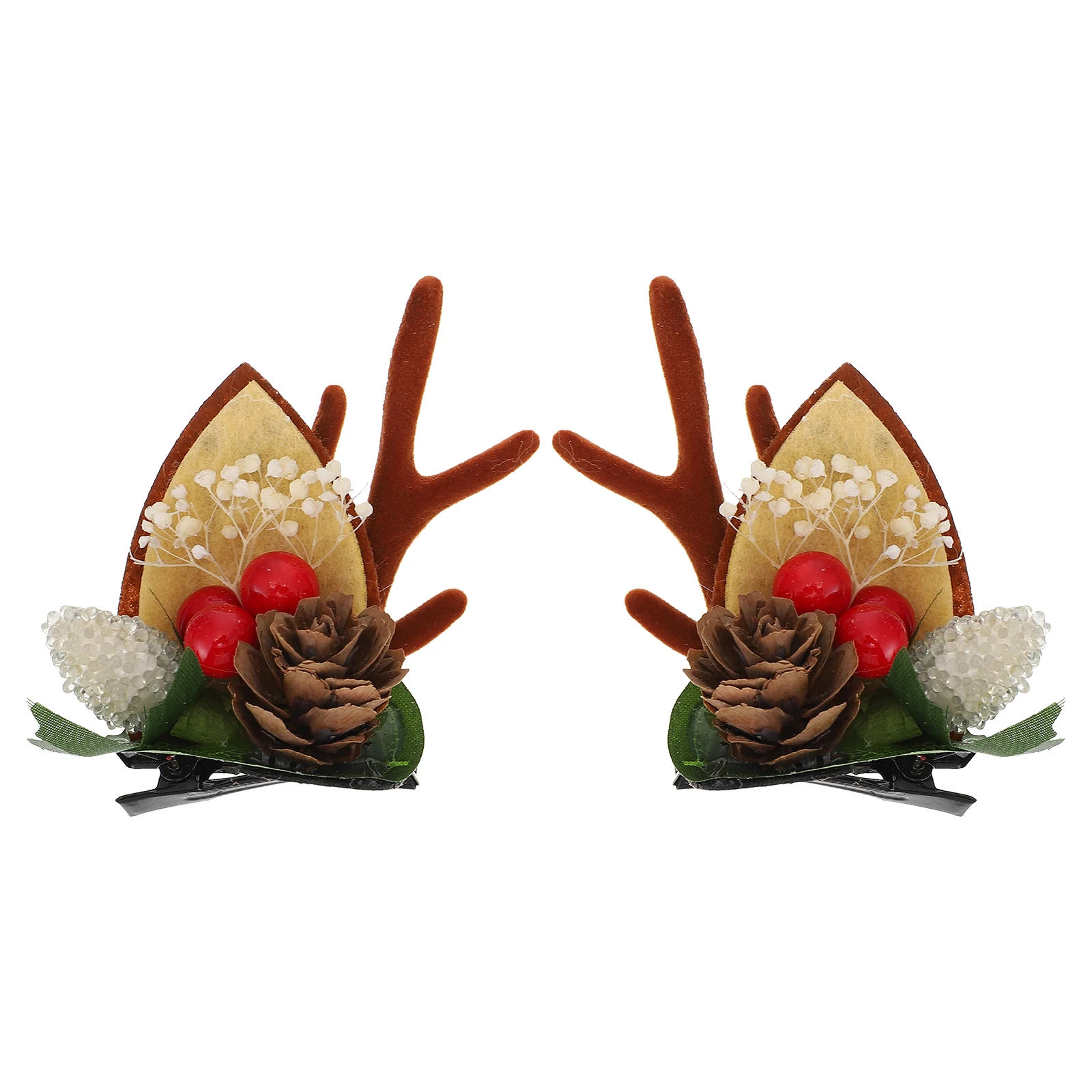 

2pcs Reindeer Clips Kids Hairpin Creative Headdress Adorable Antler Accessories Christmas Party Decorations NonDeformation