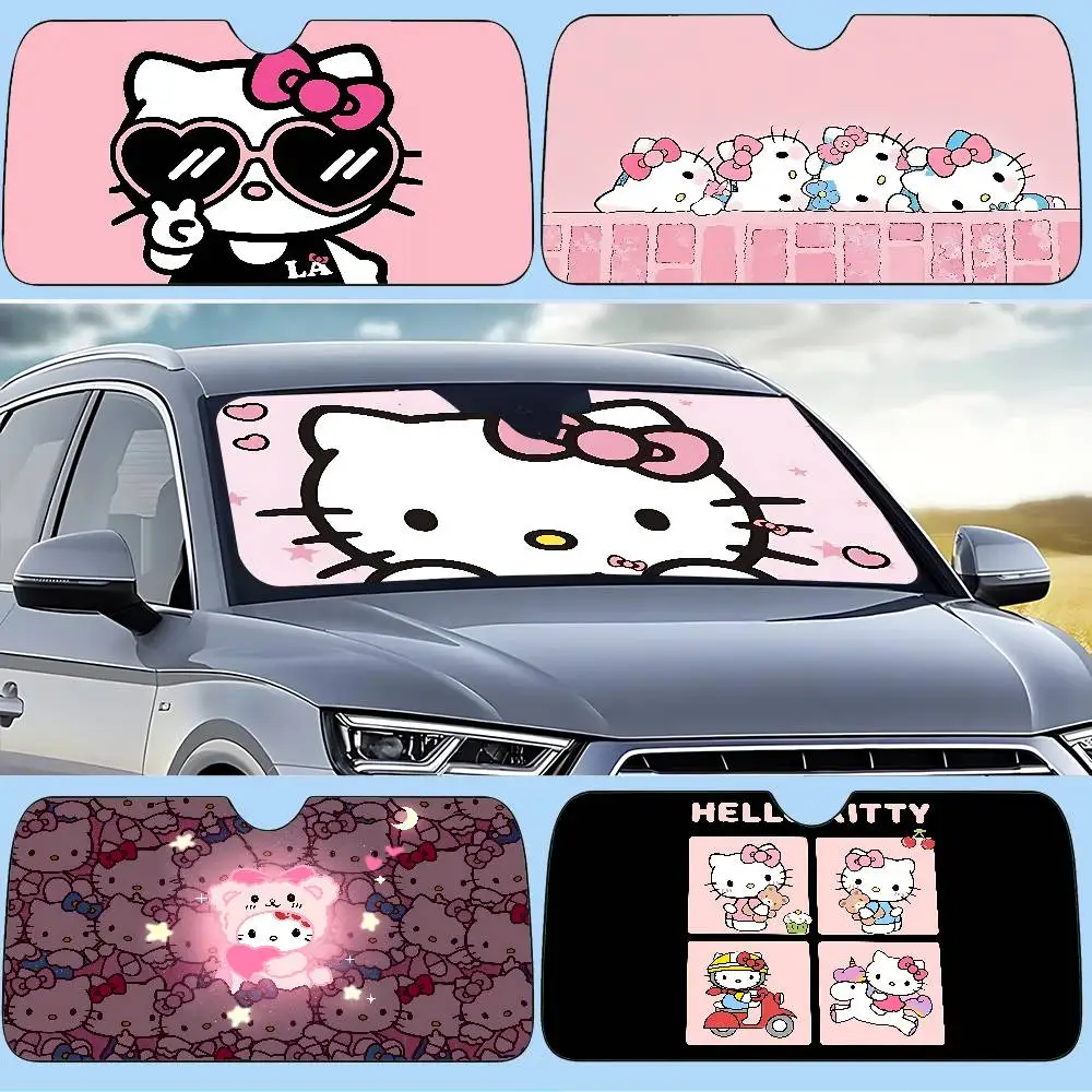 

Funny C-Hello -Kitty-S Car Sunshade Curtains 130x70cm Car SunShade Windshield Cover UV Protection Auto Visor Accessories For Car