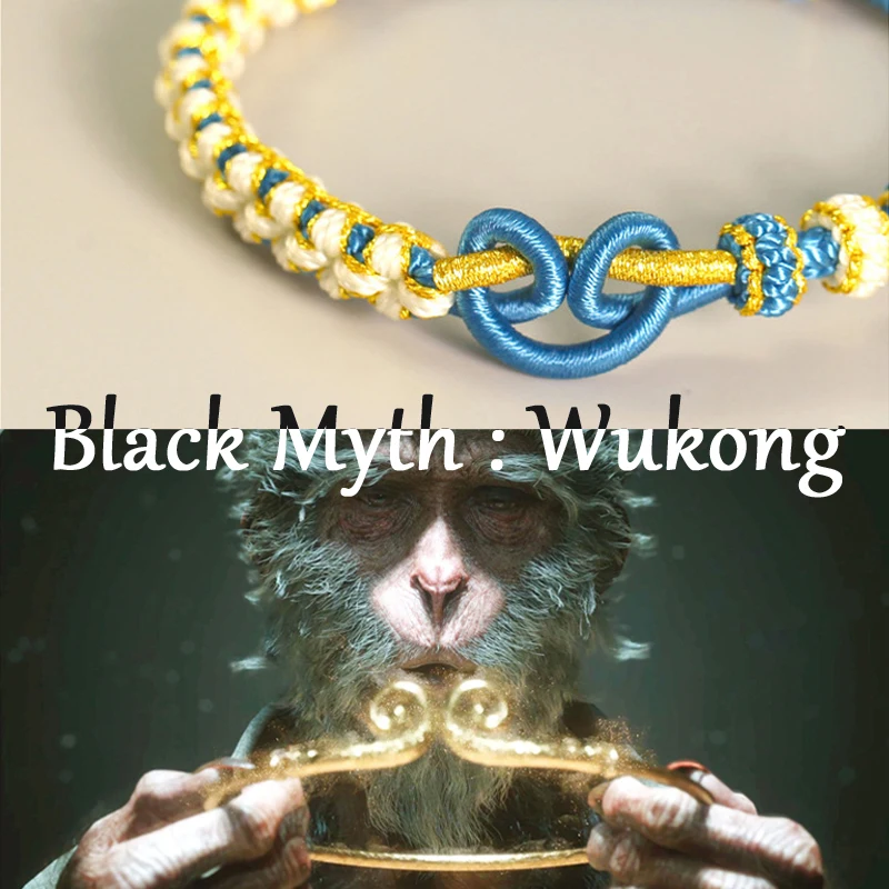 

HESHI Black Myth Wukong Eastern Magic Guardian Knot Handmade Weaving Adjustable Bracelet for Men Women Guarding Love