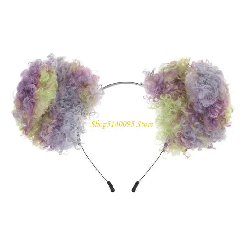DXAE Wearable Dog Ear Costume Piece with a Hair-Hoop Design and Curly Plush Texture for Parties and Creative Photos