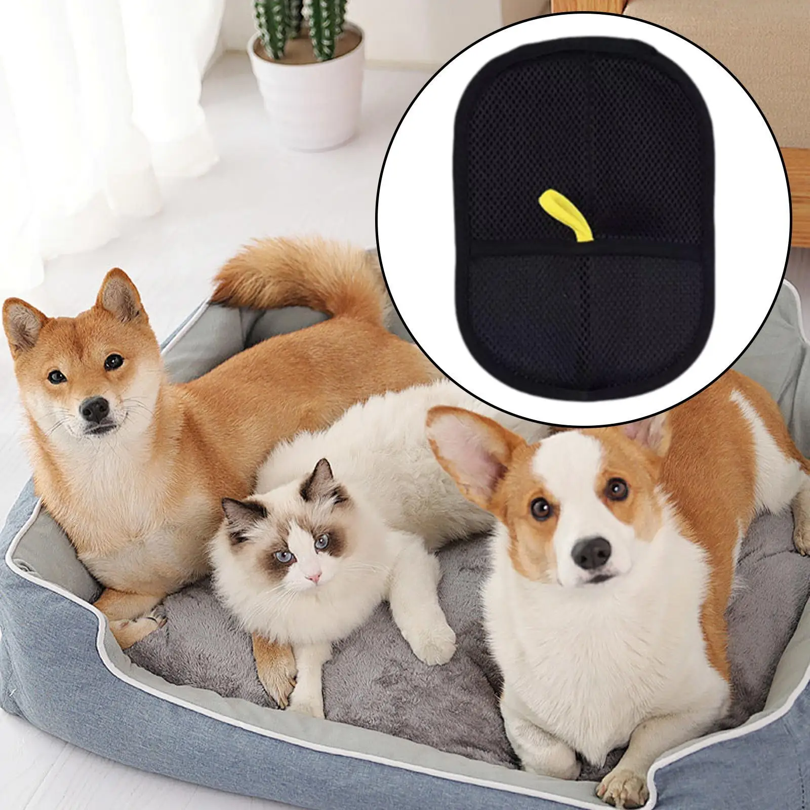

Pet Grooming Gloves Pet Hair Remover Cleaning Hands on Portable Double Sided