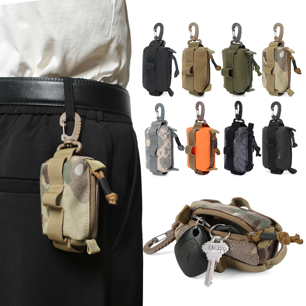 Tactical EDC Pouch Key Wallet Card Holder Men Mini Coin Purses Pouch Bag Keychain Zipper Pocket Outdoor Bag Coin Bag Money Bags