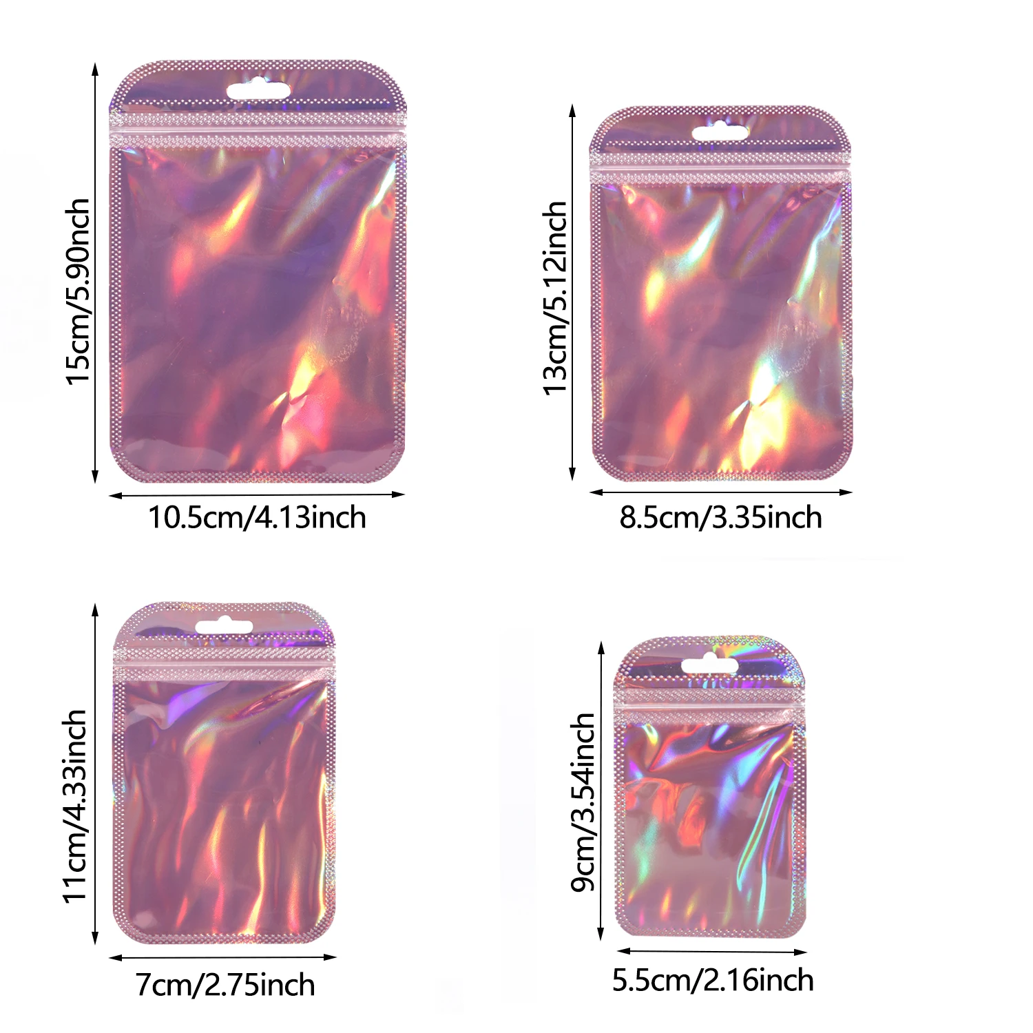 Transparent Iridescent Ziplock Bag Laser Color Thicken Plastic Seal Bags For Charms Handicrafts Nail Jewelry Packaging 25pcs/bag