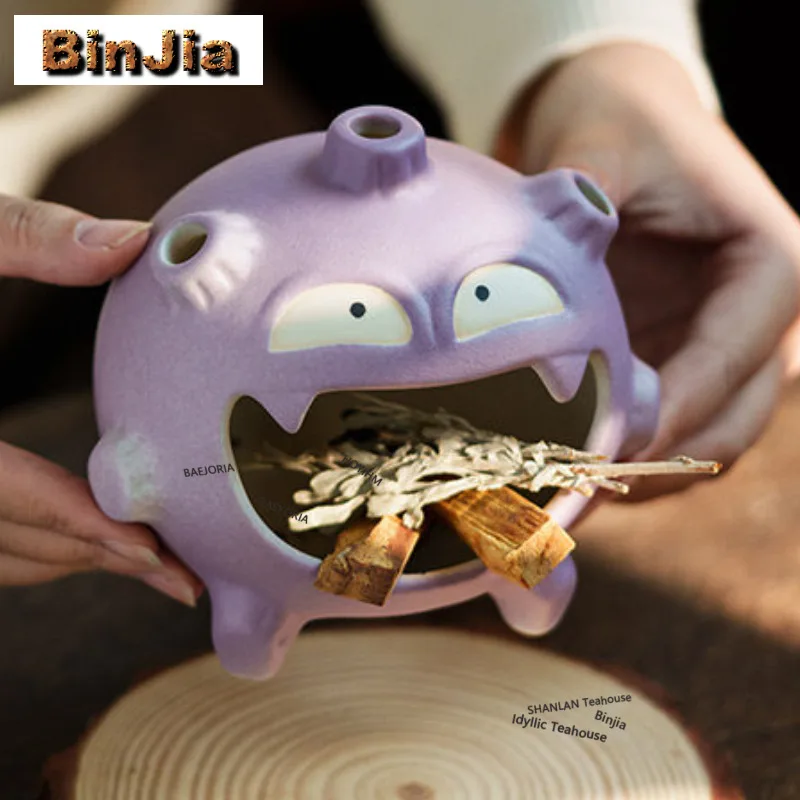 Koffing-shaped Ceramic Incense Holder Handmade Zen Garden Incense Burners Aromatherapy Censer Indoor Accessories Decoration Gift
