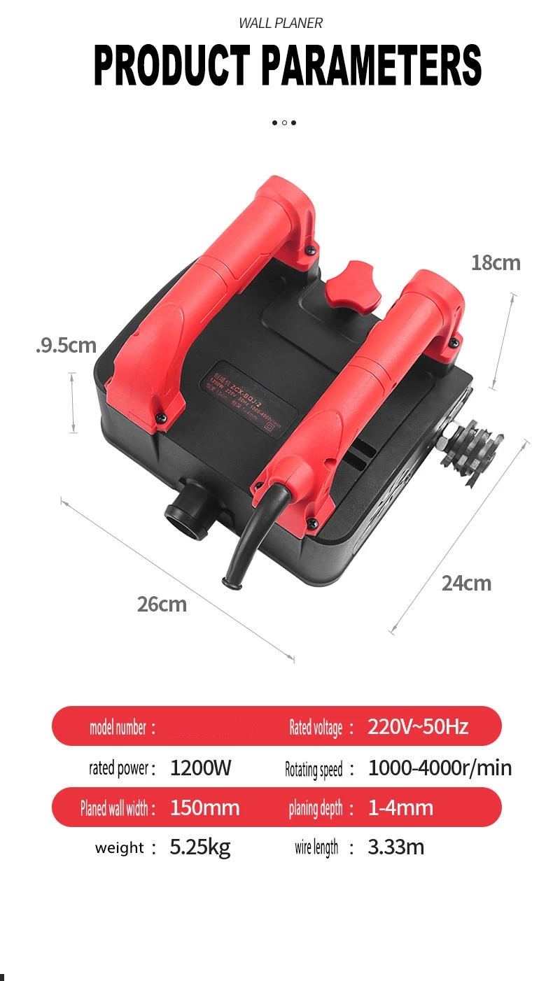 2024 New Electric Wall Planer Hand-held Automatic Dust-free Scraping Putty Powder Wall Artifact Building Wall Electric Planer