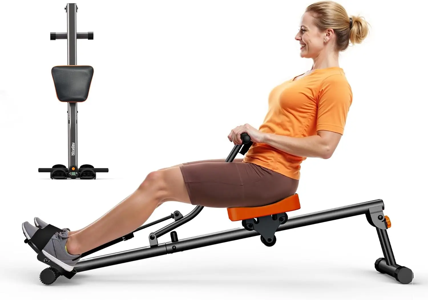 

Rowing Machine, Hydraulic Rower Machine with 16 Resistance Levels, 300LBS Loading Capacity