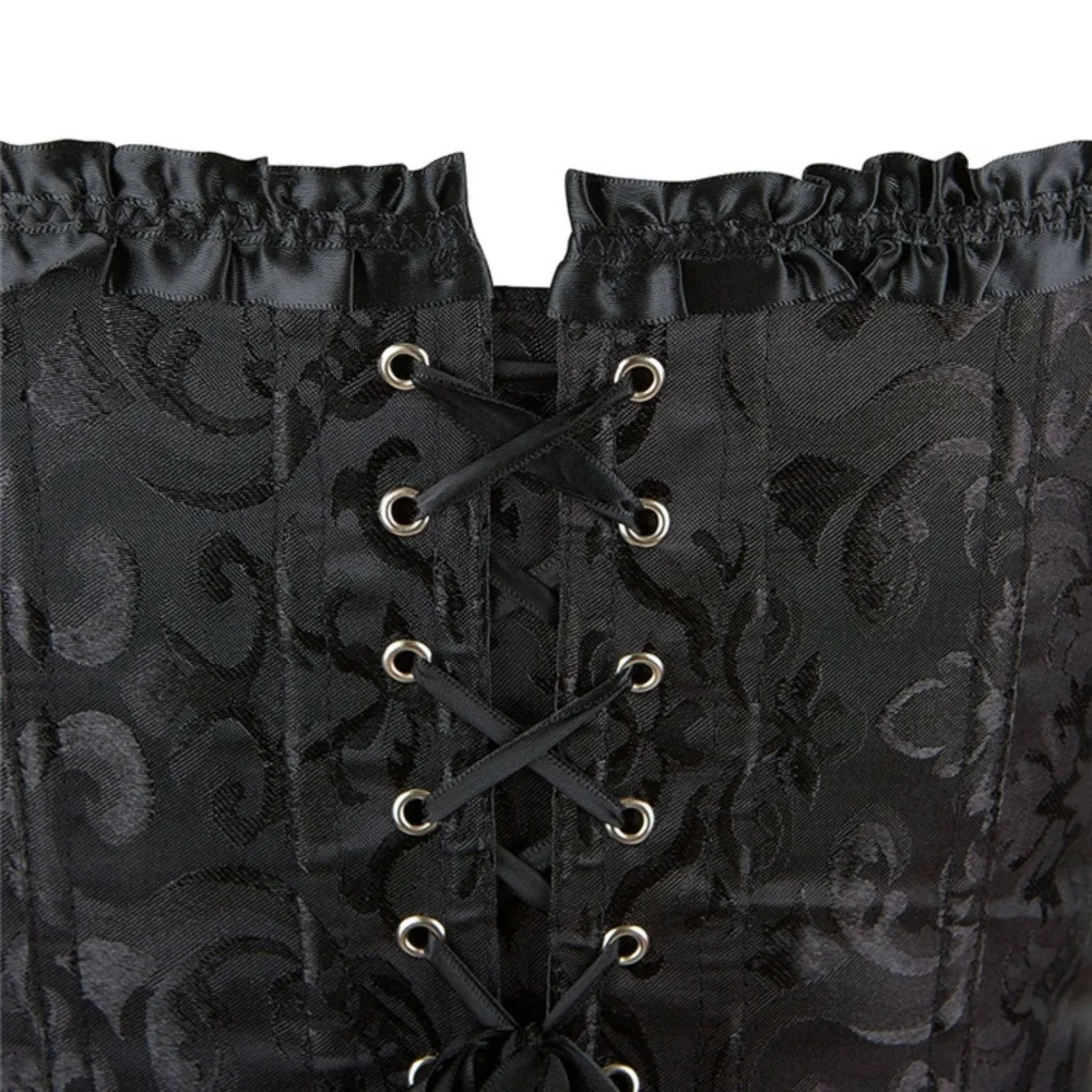 Women Lace Up Sexy Floral Boned Corset Overbust Body Shaper BustierLingerie Bodyshaper Top Corsets Top