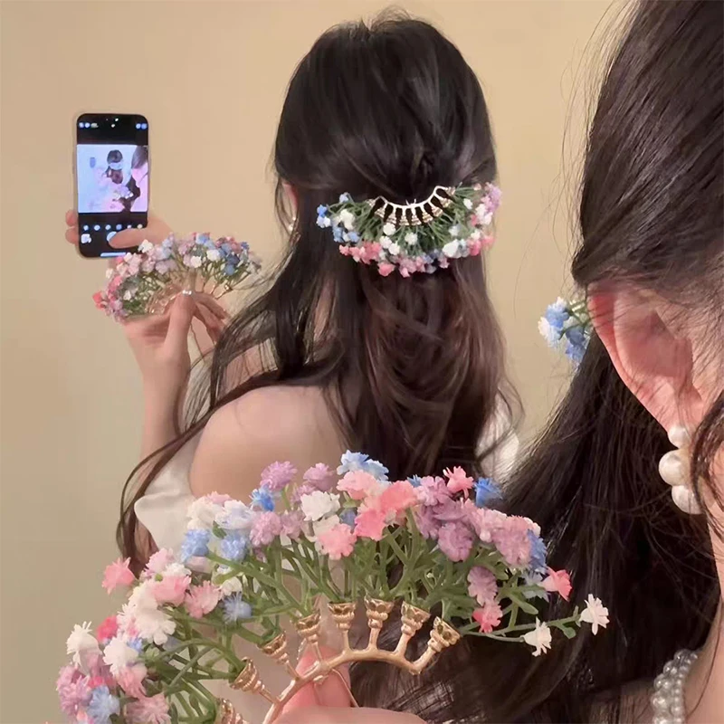 

Starry Flower Hairpin for Women Prom Updo Hair Accessory Stage Performance & Dance Costume Jewelry Bridal Wedding Headpiece