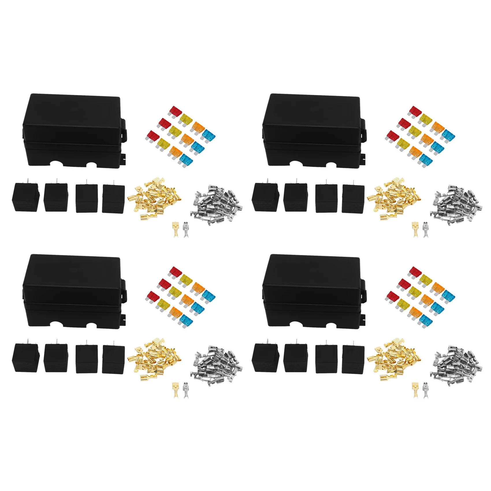 

48 Way Blade Fuse Holder Box With Spade Terminals And Fuse 16PCS 4Pin 12V 80A Relays For Car Truck Trailer And Boat