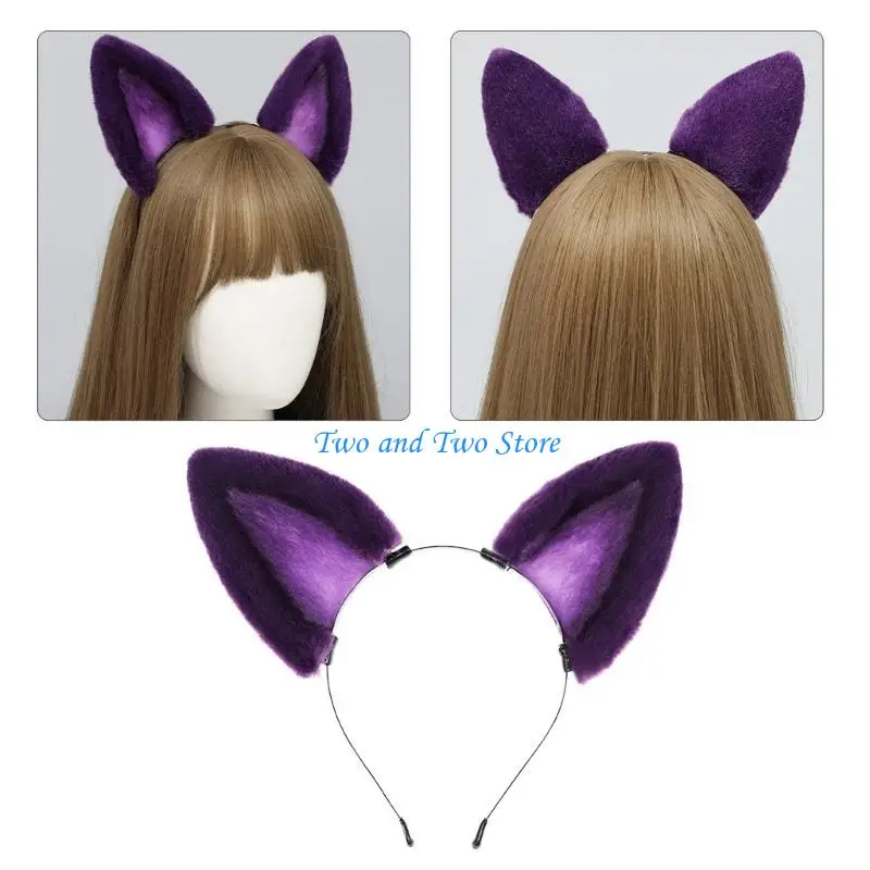 

HX6F Wolf Kitten Ears Cosplay Headwear Party Sexy Kitten Headbands Ears Animation Hair Hoop for Live Show