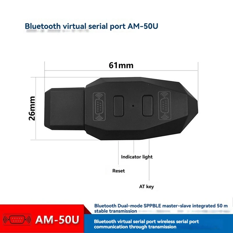 AM-50U بلوتوث محول المنفذ التسلسلي الافتراضي BT V5.0 الوضع المزدوج SPP/BLE ماستر والعبد مسافة 50 متر يدعم جميع الأنظمة أ