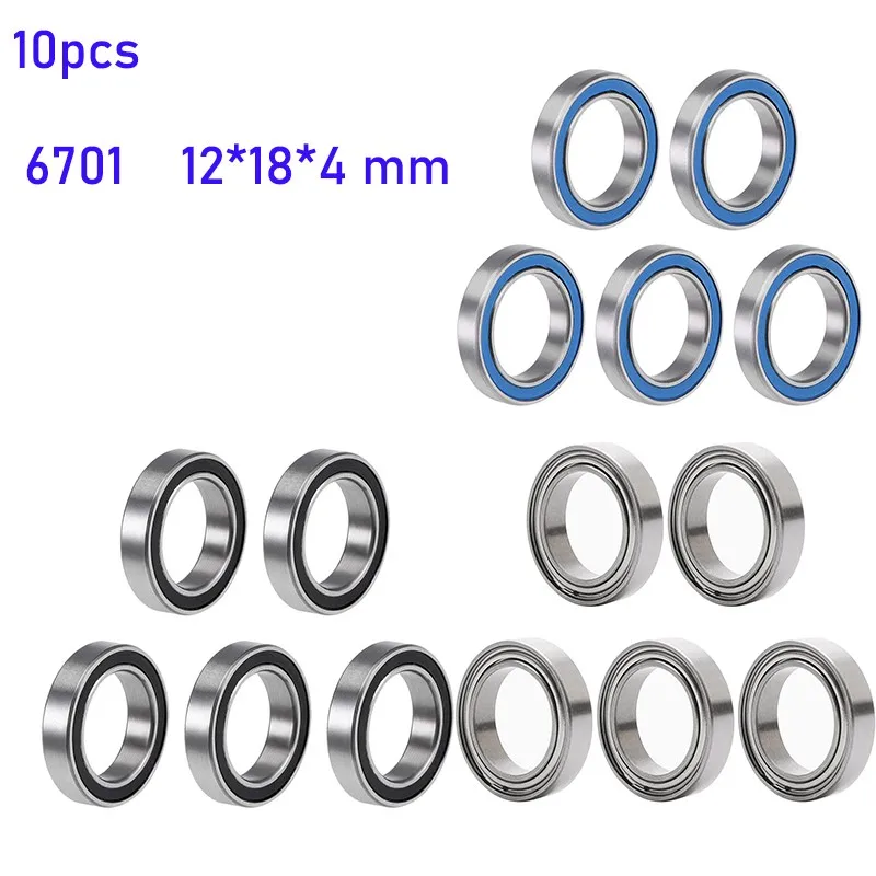 Rodamientos de bolas de ranura profunda sellados azules, 6701RS, 12x18x4mm, ABEC-5 Hobby, coche eléctrico RC, camión 100 ZZ RS 2RS, 6701-2RS, 10/6701 Uds.