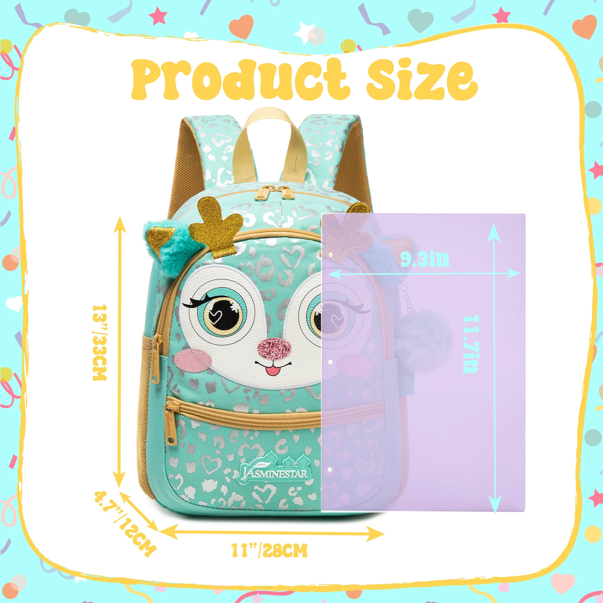 1 шт., милый 13-дюймовый рюкзак с изображением животных, детский сад, спорт на открытом воздухе, маленькая девочка с маленькой подвеской