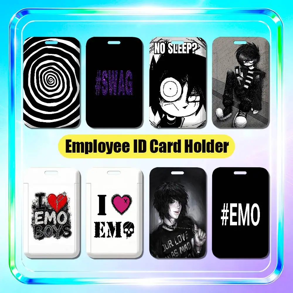 For I Love Emo Boys Icon Employee ID Card Holder Office Badge Student Bank Work Credit Holders Hard Case Shell