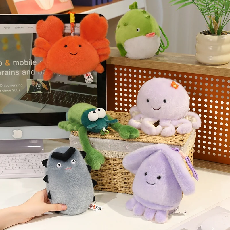 Multiple Kinds Cute Mini Sea Animals Pendent Stuffed Crab Octopus Hanging Doll Amusing Bags Decor Delicate Gifts For Friends