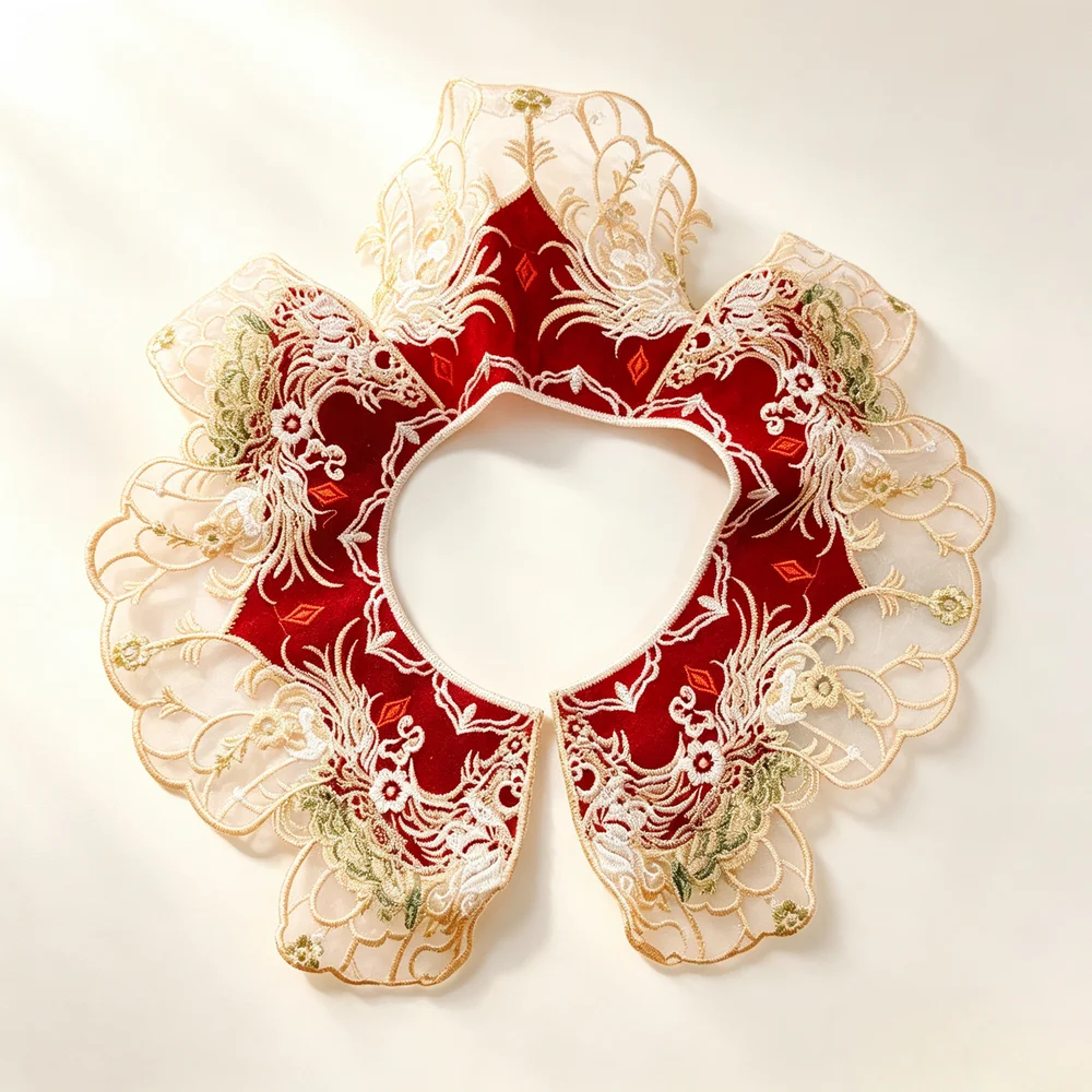 Kép 6: Bronzszínű organza embroidered yunjian Lecsavarható Csőbilincs – four-in-one ruyi Design, symbolizing Egyetemes Hangzás & Javak Jószerencse