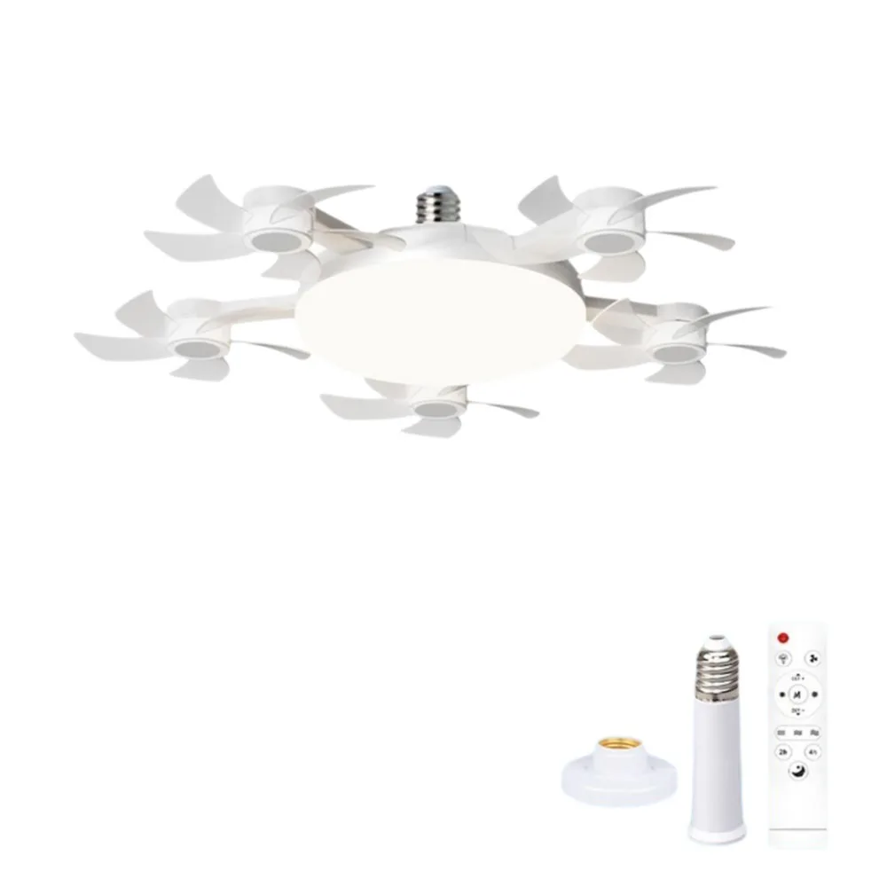 

2 in 1 5 Heads Ceiling Fan Light 3 Lighting Modes with Remote Control Electric Cordless Fan Wind Speed Adjustable Quiet