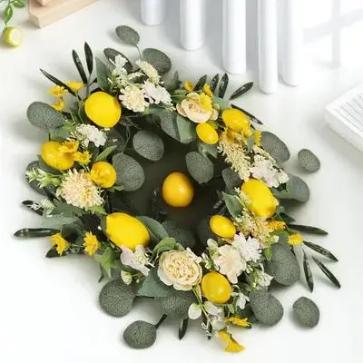

Искусственный лимонный цветок (1 шт.) для украшения входной двери, летний декор, венок для двери, праздничная гирлянда, подвесной венок