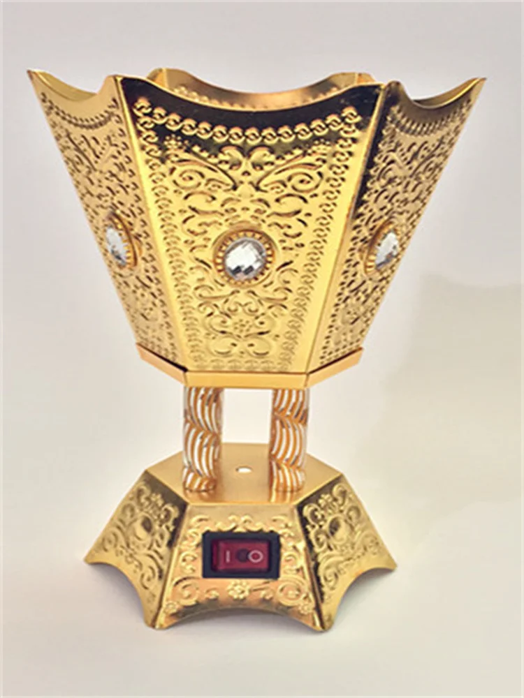 

Arabic Electric Incense Burner Fragrance Diffuser Incense Sticks Incense Burners Holder Golden Metal Incienso Home Decoration