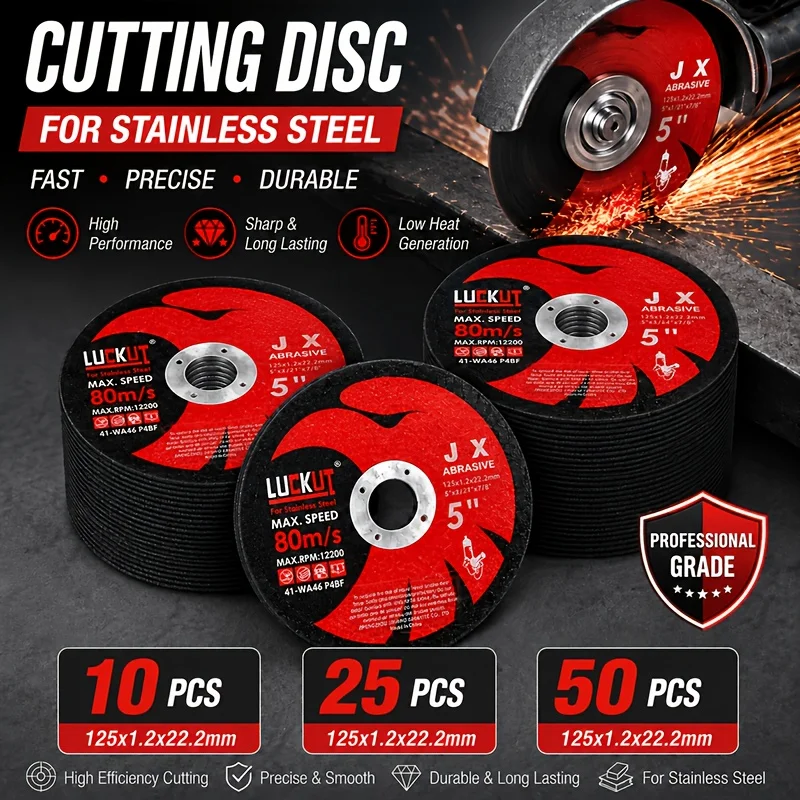 10/25PCS 5 Inch Metal Cutting Discs Medium Grit Abrasive Cut Off Wheels for Steel Pipes Castings and Metalworking