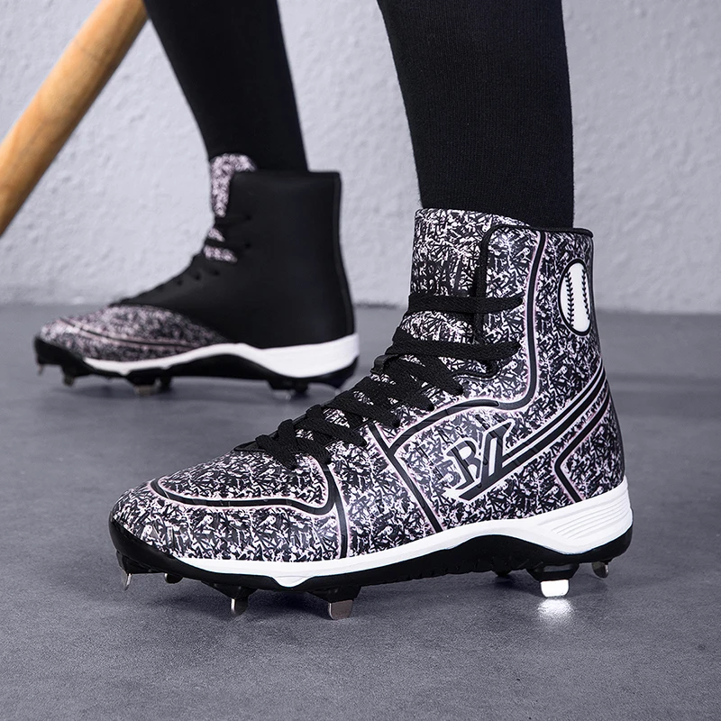 

Spiked Baseball Sneakers Male Softball High Top Baseball Shoes for Men Anti-Slip Training Shoes Wear-Resisting Outdoor Sneakers