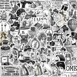 10/30/50PCS Black and White European and American Retro Graffiti Stickers Decorative Luggage Guitar Notebook Helmet Wholesale