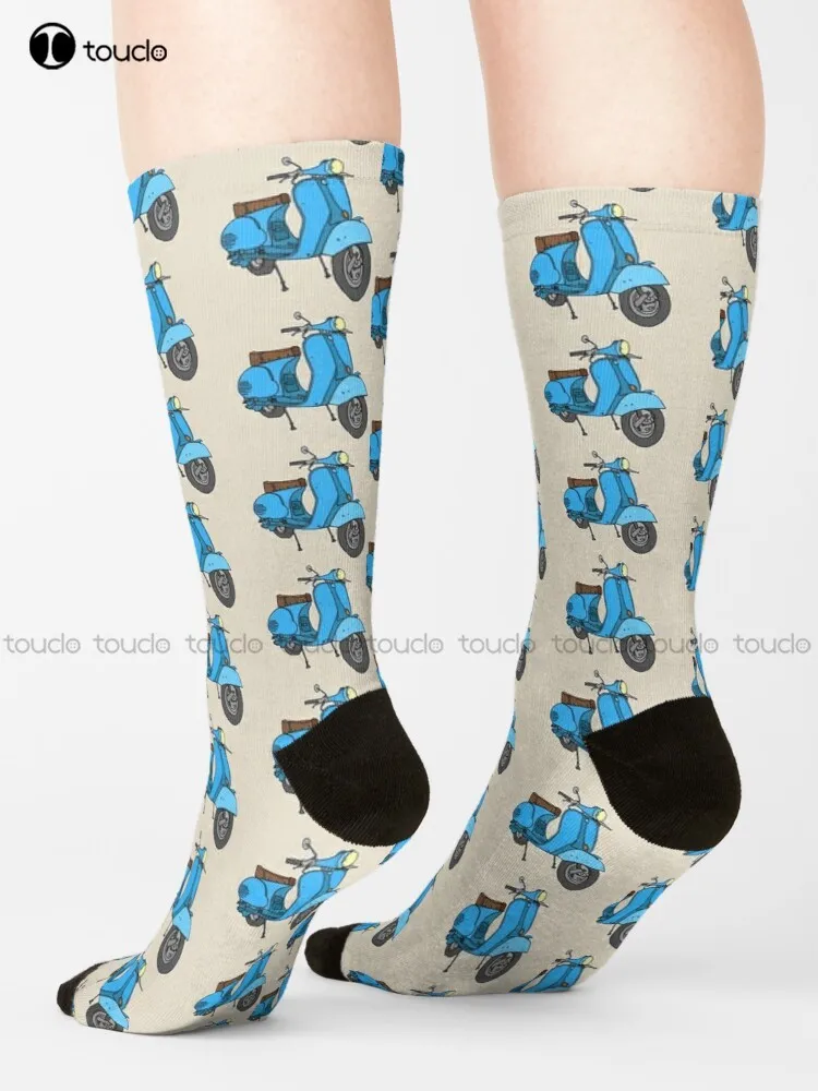 Blue Motor Scooter Socks Woman Socks Personalized Custom 360° Digital Print Gift Harajuku Unisex Adult Teen Youth Socks Colorful